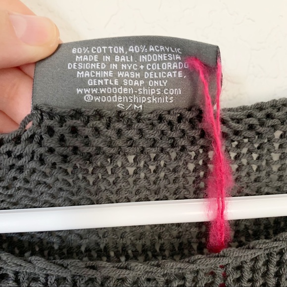 NWT Wooden Ships Tacos and Tequila Sweater Knit Top Crew Grey Bold Ink Sz S/M - Picture 4 of 6